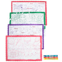 Hoffmaster Kids Color Me Design Placemat with Choice 3 Pack Kids Restaurant Crayons - 1000/Set
