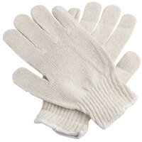 Medium Weight Natural Polyester / Cotton Work Gloves with Black PVC Dotted Palm Coating - Large - 12/Pack