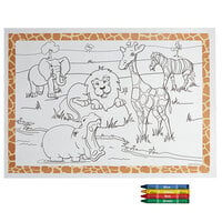 Hoffmaster Kids Jungle Fun Design Placemat with Choice 4 Pack Kids Restaurant Crayons - 1000/Set