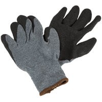 Gray Polyester / Cotton Grip Gloves with Black Latex Crinkle Palm Coating - Large - 12/Pack