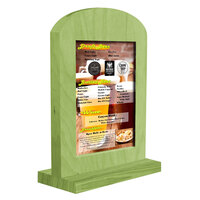 Menu Solutions WTARCH-A 4" x 6" Lime Arched Wood Menu Tent with Straight Base