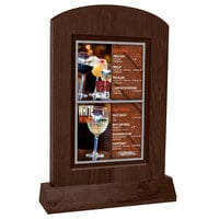 Menu Solutions WTARCH-A-2S 4" x 6" Walnut Arched Wood Menu Tent with Angled Base