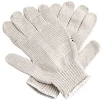 Standard Weight Natural Polyester / Cotton Work Gloves with Black PVC Dotted Palm Coating - Large - 12/Pack