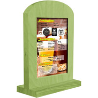Menu Solutions WTARCH-B 5" x 7" Lime Arched Wood Menu Tent with Straight Base