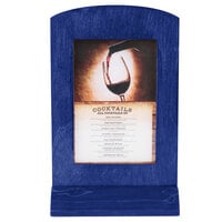 Menu Solutions WTFR-A-2S 4" x 6" True Blue Framed Wood Menu Tent With Angled Base