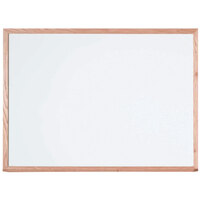 Aarco WOC3648 Commercial Series 36 inch x 48 inch General Purpose White Melamine Markerboard with Solid Red Oak Wood Frame