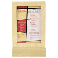 Menu Solutions WTFR-B-2S 5 inch x 7 inch Natural Framed Wood Menu Tent with Angled Base