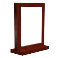 Menu Solutions WTFR-A 4 inch x 6 inch Mahogany Framed Wood Menu Tent with Straight Base