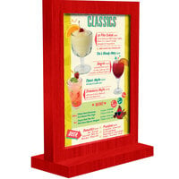 Menu Solutions WTFR-B 5 inch x 7 inch Berry Framed Wood Menu Tent with Straight Base