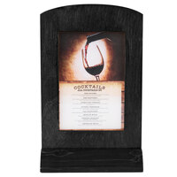 Menu Solutions WTFR-A-2S 4" x 6" Black Framed Wood Menu Tent With Angled Base
