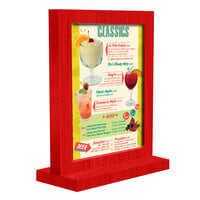 Menu Solutions WTFR-A 4" x 6" Berry Framed Wood Menu Tent with Straight Base