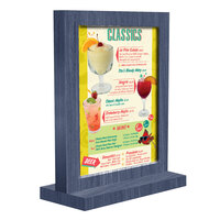 Menu Solutions WTFR-A 4" x 6" Denim Framed Wood Menu Tent with Straight Base