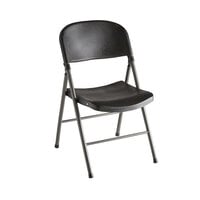 Lancaster Table & Seating Black Contoured Blow Molded Folding Chair with Charcoal Frame