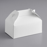 8 7/8 inch x 5 inch x 3 1/2 inch White Barn Take Out Dinner / Chicken Box with Handle - 250/Case