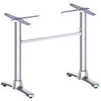 FLAT Tech ST22 22 inch x 4 3/16 inch Self-Stabilizing Polished Aluminum Standard Height Table Base with Flip Top Mechanism and Extra Protection Finish