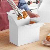 8 7/8 inch x 5 inch x 6 3/4 inch White Barn Take Out Dinner / Chicken Box with Handle - 150/Case