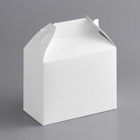 8 7/8" x 5" x 6 3/4" White Barn Take Out Dinner / Chicken Box with Handle 10 lb. - 150/Case