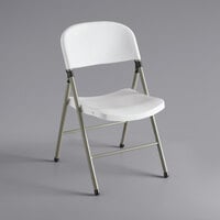 Lancaster Table & Seating White Contoured Injection Molded Folding Chair with Gray Frame