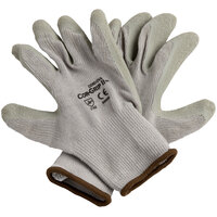 Cor-Grip II Gray Polyester / Cotton Grip Gloves with Gray Crinkle Latex Palm Coating - Large - Pair - 12/Pack