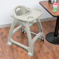 Lancaster Table & Seating Assembled Gray Stackable Plastic Restaurant High Chair with Tray (No Wheels)