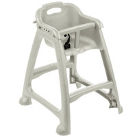 Lancaster Table & Seating Assembled Gray Stackable Plastic Restaurant High Chair with Tray (No Wheels)
