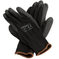 Black Nylon Glove with Black Polyurethane Palm Coating - Medium - 12/Pack