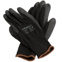 Black Nylon Glove with Black Polyurethane Palm Coating - Large - Pair - 12/Pack