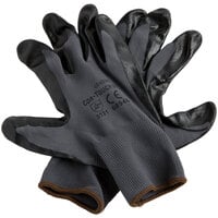 Cor-Touch II Gray Polyester Gloves with Black Flat Nitrile Palm Coating - Large - 12/Pack
