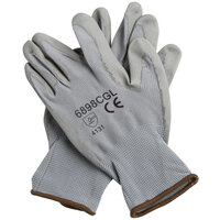 Gray Polyester Gloves with Gray Polyurethane Palm Coating - Large - Pair - 12/Pack