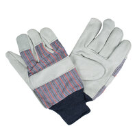Men's Striped Canvas Gloves with Select Shoulder Split Leather Palm Coatings - Large - Pair