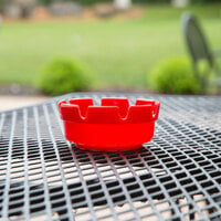 Choice 4 1/4 inch x 1 3/4 inch Red Plastic Ashtray - 12/Pack
