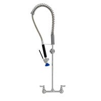 Fisher 52922 Backsplash Mounted Stainless Steel Pre-Rinse Faucet with 8 inch Centers, 36 inch Hose, EZ Install Adapters, and Wall Bracket