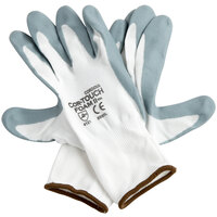 Cor-Touch Foam II White Nylon Gloves with Gray Foam Nitrile Palm Coating - Large - Pair - 12/Pack