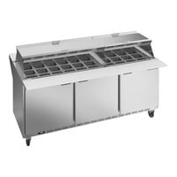 Beverage-Air SPE72HC-30M-DS Elite Series 72" 3 Door Mega Top Dual Sided Refrigerated Sandwich Prep Table