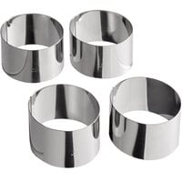 Matfer Bourgeat 375313 2 3/8 x 1 1/4 Stainless Steel Round Cake / Food  Ring Mold - 4/Pack