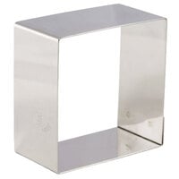 Matfer Bourgeat 376001 2 1/4 inch x 2 1/4 inch Stainless Steel Square Cake Ring / Ring Mold - 4/Pack
