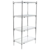 Metro A326C Super Adjustable Super Erecta 4-Shelf Chrome Wire Stationary Starter Shelving Unit - 18" x 30" x 63"
