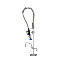 Fisher 34894 Backsplash Mounted Stainless Steel Pre-Rinse Faucet with 4" Centers, 30" Hose, 14" Add-On Faucet, Inline Vacuum Breaker, and Wall Bracket