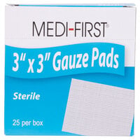 Medi-First 61273 Sterile 3 inch x 3 inch Gauze Pads - 25/Box