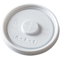GET LID-22091-W Disposable White Plastic Lid with Straw Slot for 3 1/4 inch Diameter Tumblers - 1000/Case
