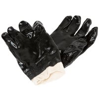 Black Smooth Supported PVC Gloves with Interlock Lining - Large - Pair - 12/Pack