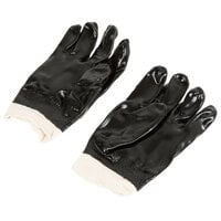 Black Smooth Supported PVC Gloves with Interlock Lining - Large - Pair - 12/Pack