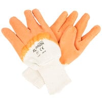 Ruffian Men's Orange Crinkle Supported Latex Gloves with Jersey Lining - Large - 12/Pack