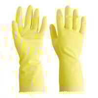 Cordova Latex Rubber Yellow 12" Premium 18 Mil Gloves with Flock Lining - Small - Pair - 12/Pack