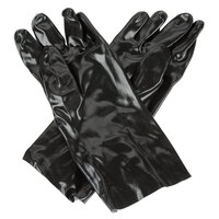 Black Smooth Supported 14 inch PVC Gloves with Interlock Lining - Large - Pair - 12/Pack