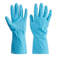 Cordova Latex Rubber Blue 12" Premium 18 Mil Gloves with Flock Lining - Small - Pair - 12/Pack