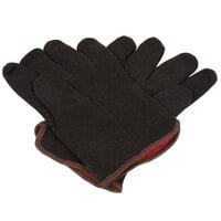 Men's Brown Cotton Jersey Gloves with Red Lining - Pair - 12/Pack