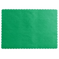 Choice 10" x 14" Green Colored Paper Placemat with Scalloped Edge   - 1000/Case