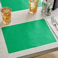 Choice 10 inch x 14 inch Green Colored Paper Placemat with Scalloped Edge   - 1000/Case