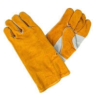 Men's Brown / Gray Premium Side Split Leather Welder's Gloves with Foam Sock Lining - Large - Pair